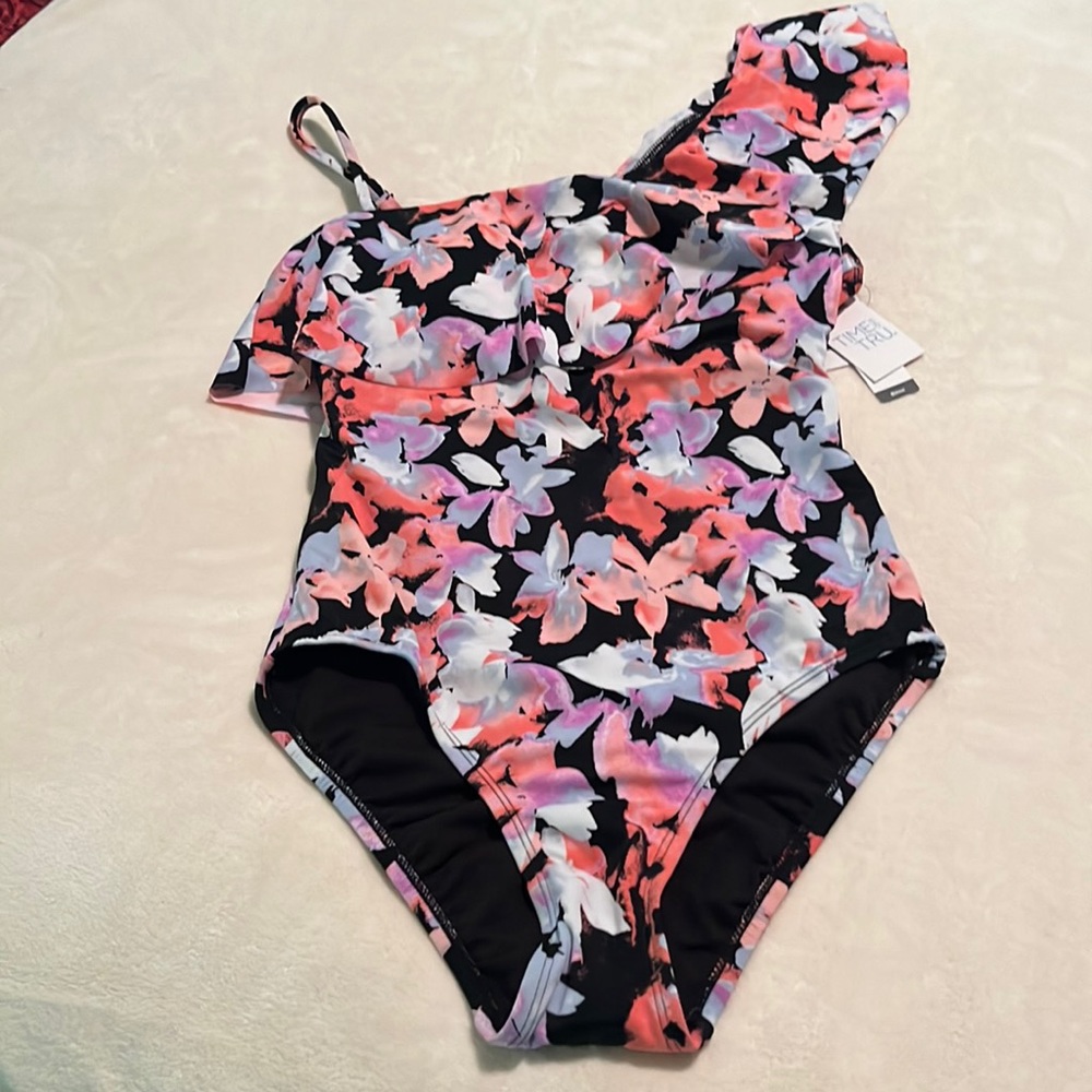 Time And Tru Floral One Piece Swimsuit Size M